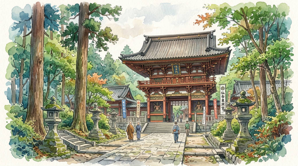 仙台東照宮への参拝をイメージしたイラスト