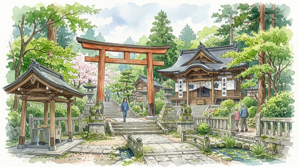 青葉神社への参拝をイメージしたイラスト