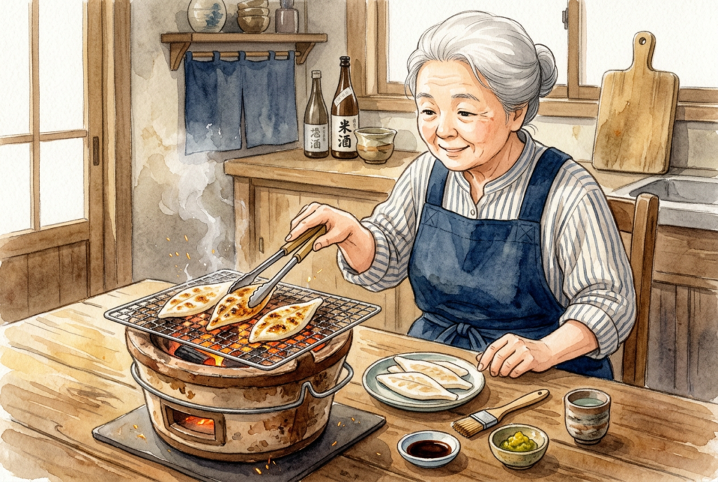 笹かまぼこを軽く炙って味わうイメージ