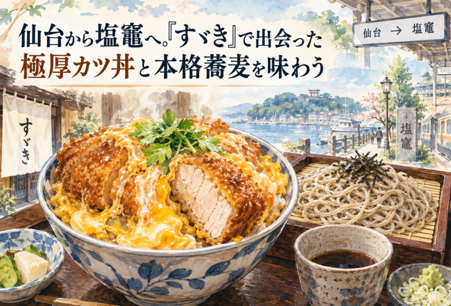 仙台から塩竈へ。「すゞき」で出会った極厚カツ丼と本格蕎麦を味わう