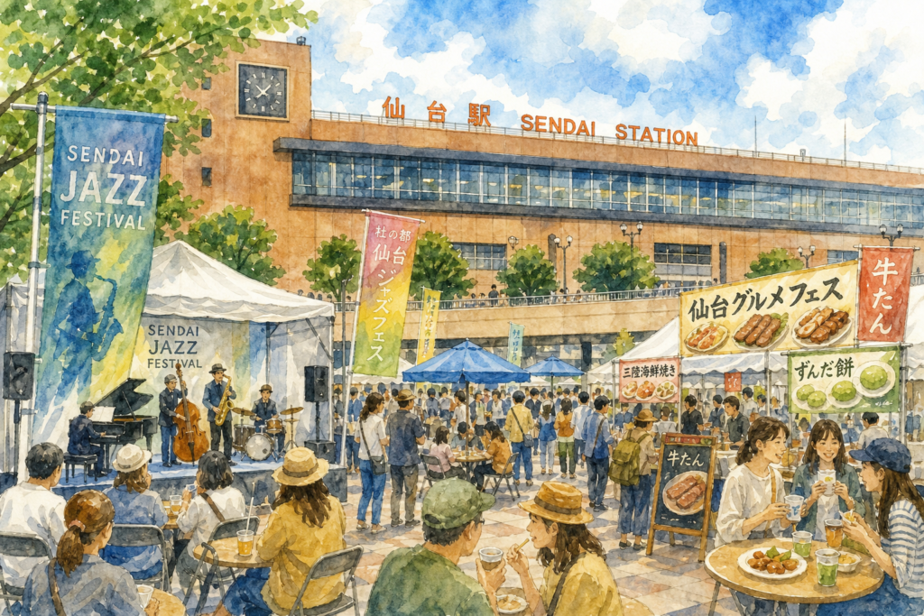 2026年9月の仙台イベントをイメージした仙台市中心部