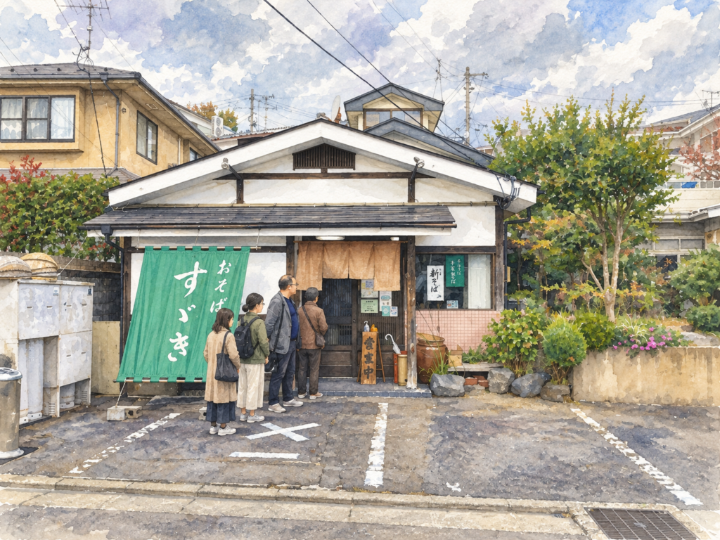 おそば すゞきの昼どきの混雑をイメージした画像