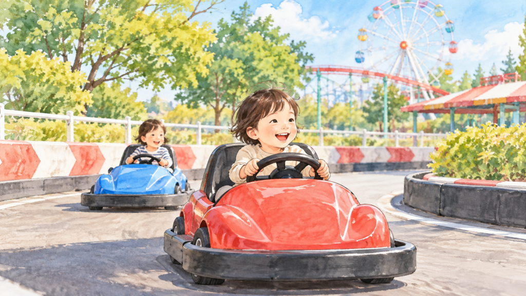 ゴーカートを楽しむ子どものイメージイラスト